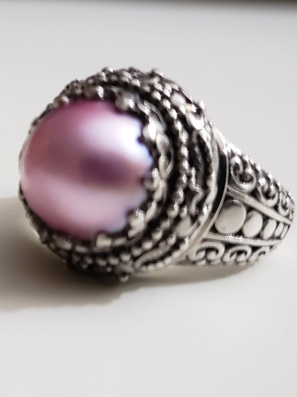ARTISAN OF BALI STERLING SILVER MABE PEARL RING  SIZE 9  EUC